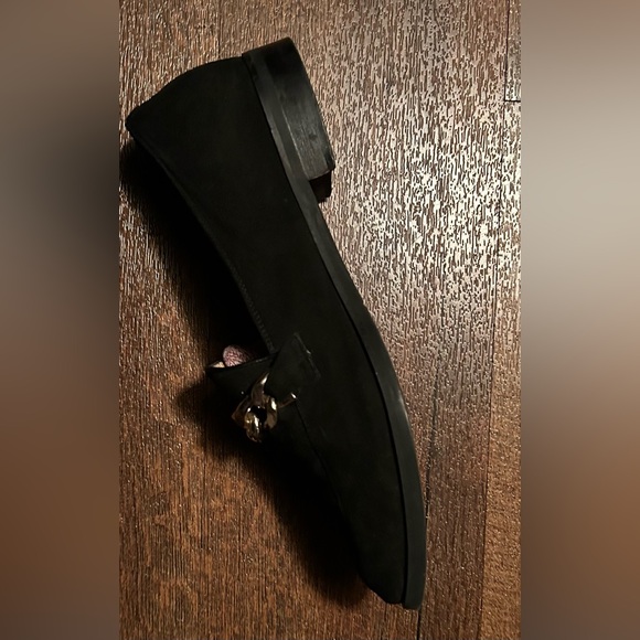 Russell & Bromley Black Loafers with Gold Chain - Picture 5 of 5